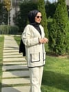 Biye Detaylı Beyaz Triko Takım
