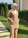 Biye Detaylı Camel Triko Takım