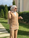 Biye Detaylı Camel Triko Takım