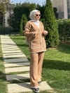 Biye Detaylı Camel Triko Takım