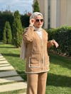 Biye Detaylı Camel Triko Takım