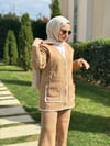 Biye Detaylı Camel Triko Takım