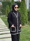 Biye Detaylı Siyah Triko Takım