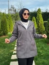 Kapüşonlu Angora Hırka Gri