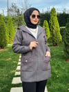 Kapüşonlu Angora Hırka Gri