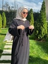 Kol Manşetli Fitilli Örme Elbise - Siyah