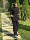 Siyah - Beyaz Şerit Detaylı Triko Takım