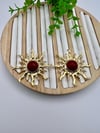 Bordo Taşlı Güneş Küpe