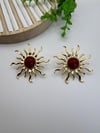 Bordo Taşlı Güneş Küpe