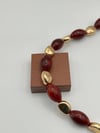 Özel Seri Taşlı, Boncuklu Kolye 44+7cm (bordo)