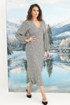 Arias Closet %100 Viskon Desenli Uzun Kollu Saten Elbise