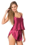 Arias Closet Bordo Saten Babydoll Şort Takımı