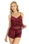 Arias Closet Bordo Saten Şort Takımı 9209