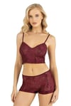 Arias Closet Bordo Saten Şort Takımı 9219