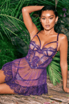 Arias Closet Britli Mor Takım Dantel Transparan Gecelik