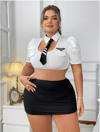 Arias Closet Büyük Beden Beyaz Bolerolu Mini Etekli Fantezi Havacı Kız Kostümü