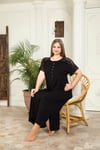 Arias Closet Büyük Beden Viskon Şık Tasarım Omuzları Dantel İşlemeli Siyah Uzun Anne Elbise