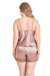 Arias Closet Büyük Beden Vizon Saten Babydoll Şort Takımı