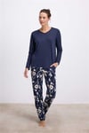 Arias Closet Çiçek Desenli Uzun Kollu T-Shirt ve Pantolon Pijama Takımı
