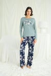 Arias Closet Çiçek ve Yaprak Desenli Baskılı Pijama Takımı