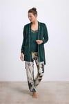 Arias Closet Kadife Sabahlık, Dantelli Atlet ve Desenli Pantolon Pijama Takımı