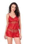 Arias Closet Kırmızı Saten Babydoll Şort Takımı
