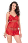 Arias Closet Kırmızı Saten Babydoll Şort Takımı