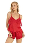 Arias Closet Kırmızı Saten Şort Takımı 9214