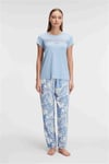Arias Closet Kısa Kol Bisiklet Yaka Kadın Viskon Çiçek Desenli Yazlık ÖRME Dantel Detaylı Pijama Takımı