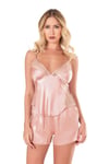 Arias Closet Koyu Pudra Saten Babydoll Şort Takımı