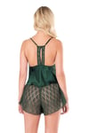 Arias Closet Koyu Yeşil Saten Babydoll Şort Takımı