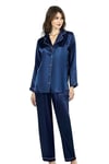 Aria's Closet Lacivert İkili Saten Gecelik Pijama Takımı 7647