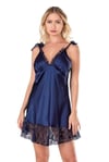 Arias Closet Lacivert Kısa Saten Gecelik 8121