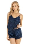 Arias Closet Lacivert Saten Şort Takımı 9204