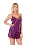 Arias Closet Mor Saten Babydoll Şort Takımı