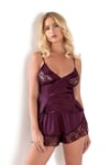 Arias Closet Mürdüm Saten Babydoll Şort Takımı