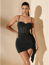 Arias Closet Özel Şık Tasarım Siyah Korse Görünümlü Mini Club Elbisesi