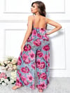 Arias Closet Özel Tasarım Büyük Beden Kırmızı Çiçek Desenli Bol Kesim 2'li Pijama Takımı