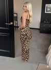 Arias Closet Pamuklu Leopar Desenli İnce Askılı Uzun Elbise
