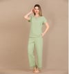 Arias Closet Pamuklu Şık Tasarım Dantel İşlemeli Yeşil Kısa Kol Pijama Takımı