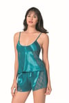 Arias Closet Petrol Saten Babydoll Şort Takımı