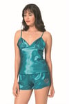 Arias Closet Petrol Saten Babydoll Şort Takımı