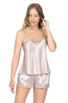 Arias Closet Pudra Saten Babydoll Şort Takımı