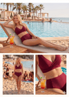 Arias Closet Şık Tasarım Burgulu Hızlı Kuruyan Bordo Yüksek Bel Bikini Takımı