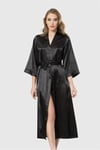 Arias Closet Siyah Uzun Saten Sabahlık