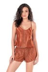 Arias Closet Tarçın Saten Babydoll Şort Takımı