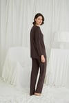 Arias Closet Uzun Kollu Boydan Düğmeli V Yaka Pijama Takımı