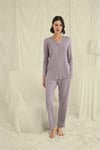 Arias Closet Uzun Kollu Boydan Düğmeli V Yaka Pijama Takımı