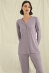 Arias Closet Uzun Kollu Boydan Düğmeli V Yaka Pijama Takımı