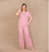 Arias Closet Viskon Şık Tasarım Dantel İşlemeli Pembe Kısa Kol Pijama Takımı